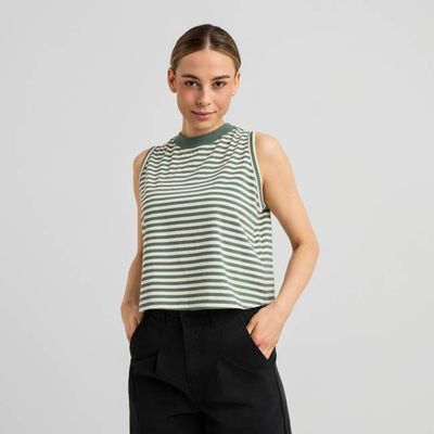 DEDICATED - Top Namsos Stripes Green/Off-White