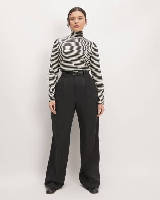 The Organic Cotton Turtleneck | Black / Bone