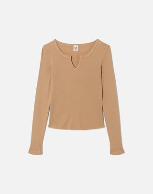 Hanes V Cut Baby Long Sleeve - Khaki
