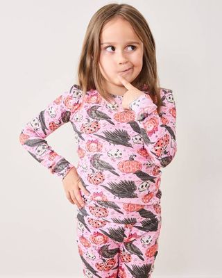 Sleepy Hollow - Kids Snug Fit PJ Set - Nevermore Pink