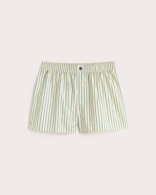 Yellow and blue striped poplin boxer shorts