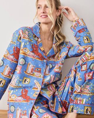 Unleashed Stories - Long PJ Set - Bookkeeper Blue