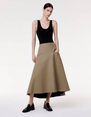 Contrast A Line Skirt - Resale | Olive/Black