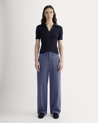 The Wide-Leg Chino | Deep Cobalt