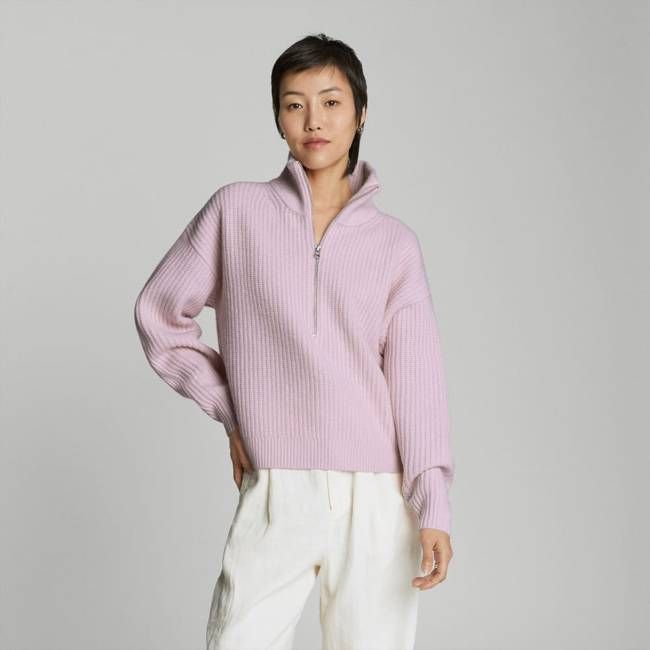 The Half-Zip Sweater in Luxe Merino | Light Lilac