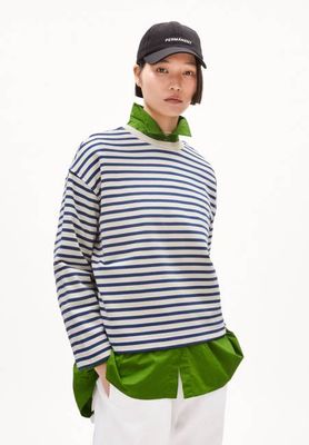 FRANKAA MAARLEN STRIPE SWEAT | undyed-faded indigo