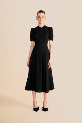 Ahana Black Short Sleeve Dress