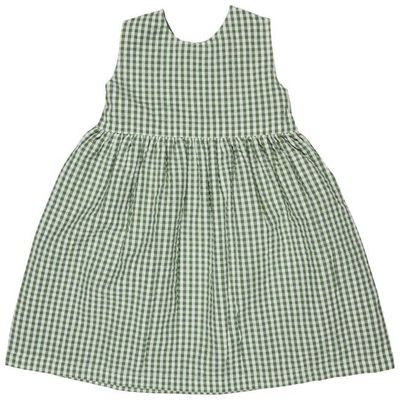 Cross-Back Dress (Seersucker Check) - Green