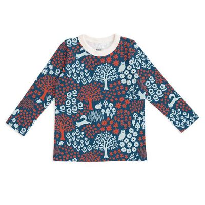Long Sleeve Tee - Woodland Blue & Red