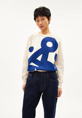 YADIRAA PLACED PRINT | oatmilk-warm blue