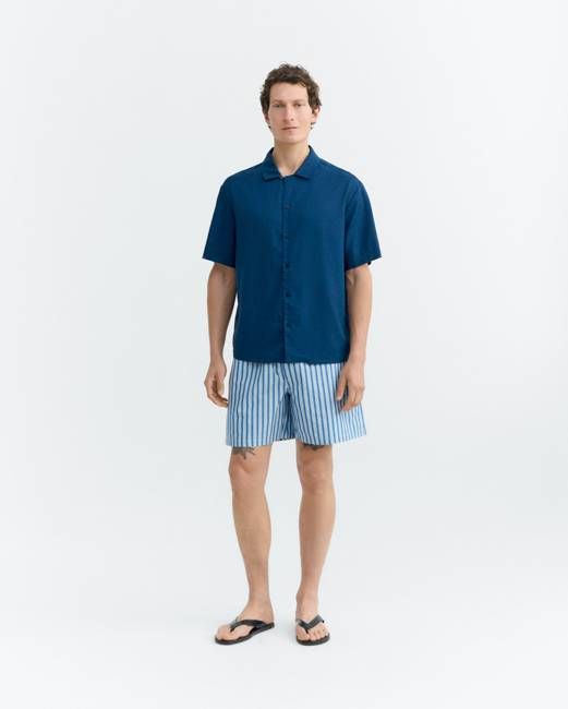 Haitam blue striped Bermuda shorts