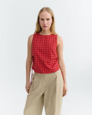 Red seersucker top Florence