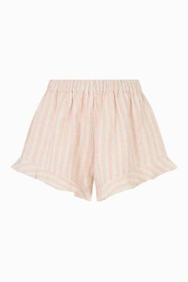 Die Paula Ruffled Shorts in gestreiftem Rosé