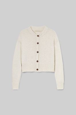 Sugi Strickcardigan aus Baumwollleinen in Cremeweiß