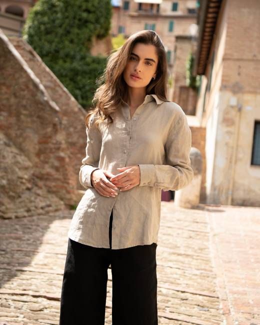 Mary - Linen Shirt in Cappuccino
