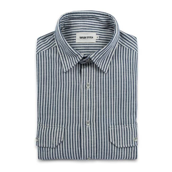 The Chore Shirt in Natural Striped Chambray