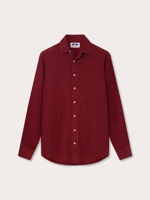 Men's Burgundy Abaco Linen Shirt