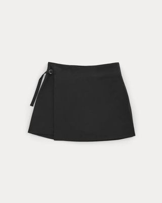 Tailored Drape Mini Skort | Black
