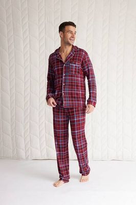 Mens Long Sleeve Button-Down Pajama Set
