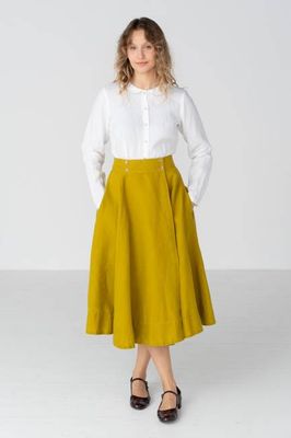 Lilly  – Linen Midi Skirt with Button Closure