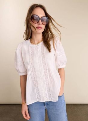 Augusta Bluse aus Biobaumwolle mit Stickerei
