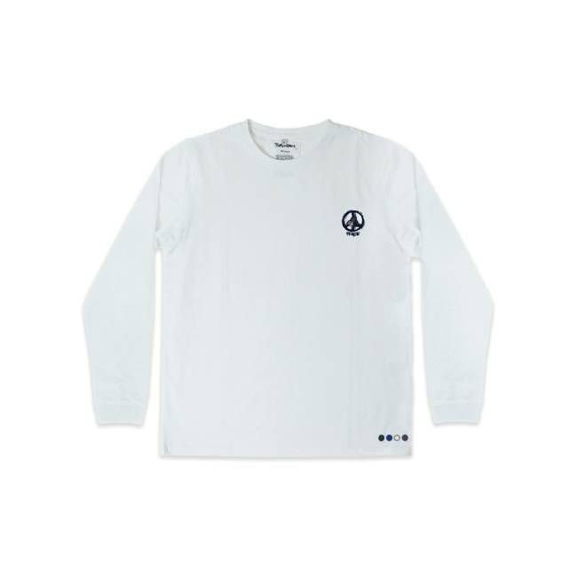 PEACE AND HUMAN RIGHTS UNISEX SAMMY LONG SLEEVE TEE IN WHITE