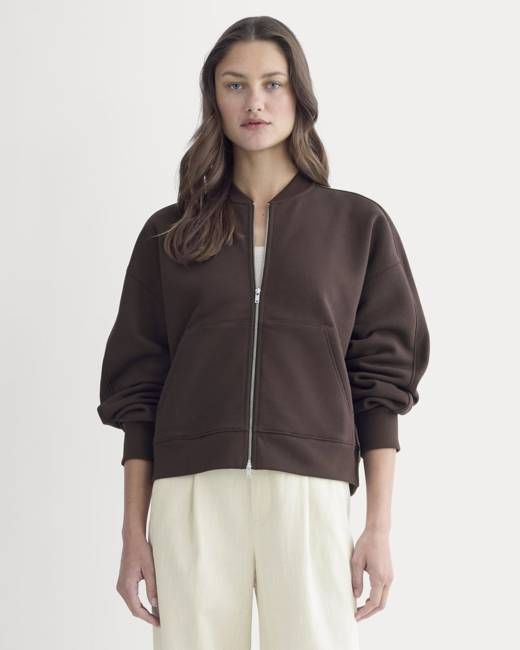 Luxe Fleece Bomber Jacket | Dark Chocolate