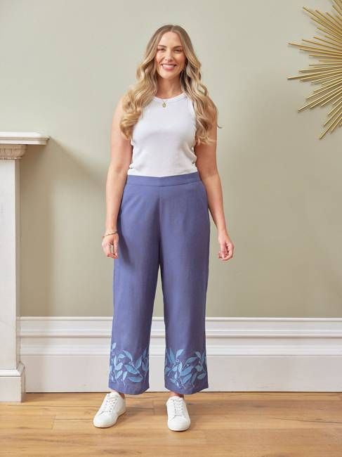 Verity Embroidered Trouser - Blue