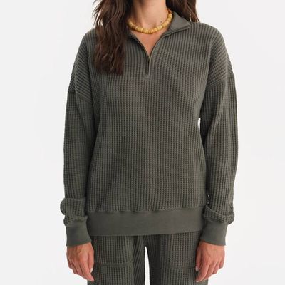 Organic Waffle Collared Half-Zip Sweatshirt