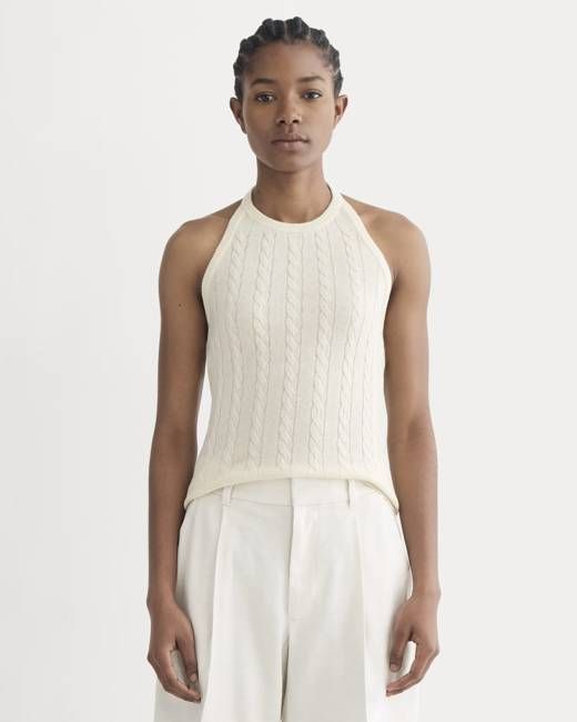 The Cable Halter in Cotton Cashmere | Birch