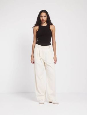 Apollo Cotton Linen Blend Loose Pant in Whisper White