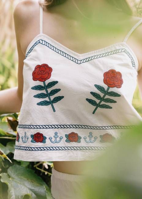 Tiny Big Sister Embroidered Strap Top