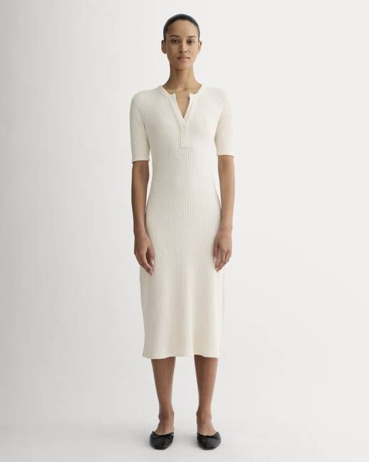 The Rib-Knit Henley Dress | Bone