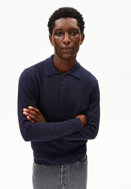 KNIT LONGSLEEVE POLOSHIRT | night sky