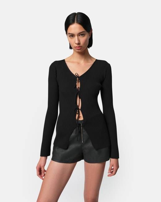 Wren Tie Cardigan Noir