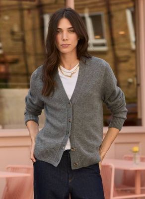 Celine Strickjacke aus Wollmischung mit V-Ausschnitt