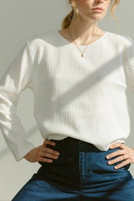 Boatneck Long Sleeve - White Thermal