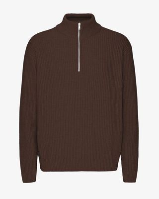 Merino Quarter Zip - Coffee Brown