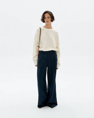 Blue wide leg pleat Molly pants
