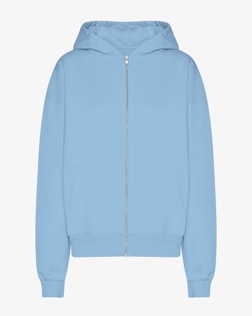 Organic Oversized Zip Hood - Seaside Blue