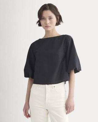 Bubble-Sleeve Top | Black