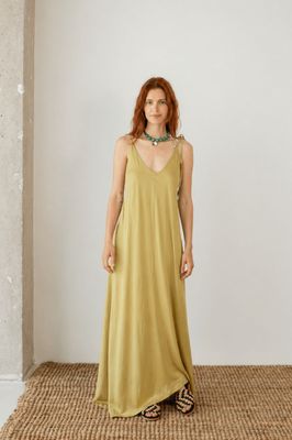 Ecovero Maxi Dress in Soft Olive - ARCHIVE SALE