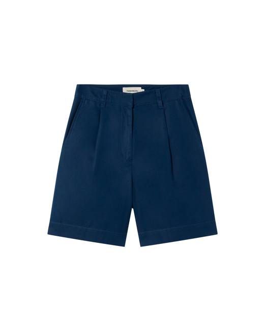Blue pleats hemp Lia bermuda shorts