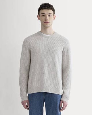 The Fisherman Crew in Wool Cashmere | Light Heather Grey