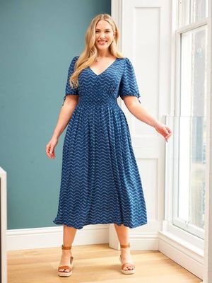Maddie Wave Print Midi Dress