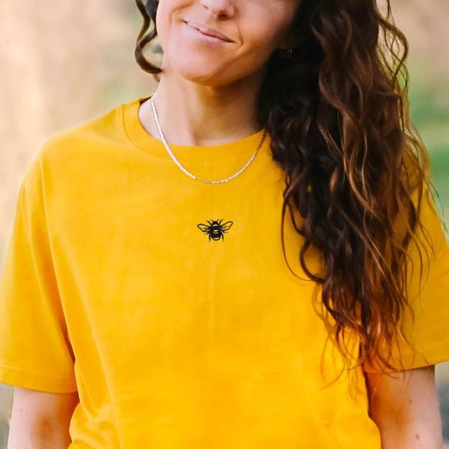 Tiny Embroidered Bumble Bee T-Shirt (Unisex)