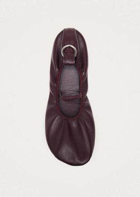 Naira Burgundy Leather Ballet Flats