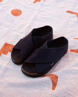 SS23 Lucca Cross Strap Sandal in Black