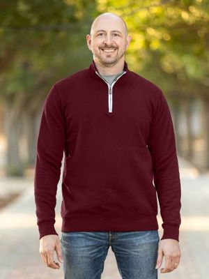 Organic Extra Long Slim Quarter Zip Jumper (Maroon)