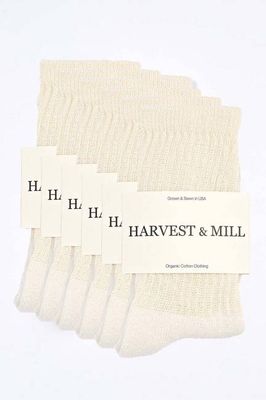 Men's 6 Pack Organic Cotton Socks Natural-White Crew